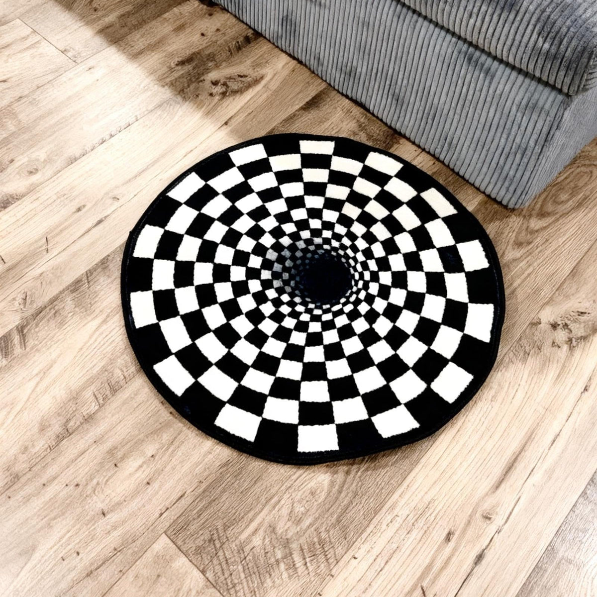Optical Illusion Checkerboard 3D Accent Rug
