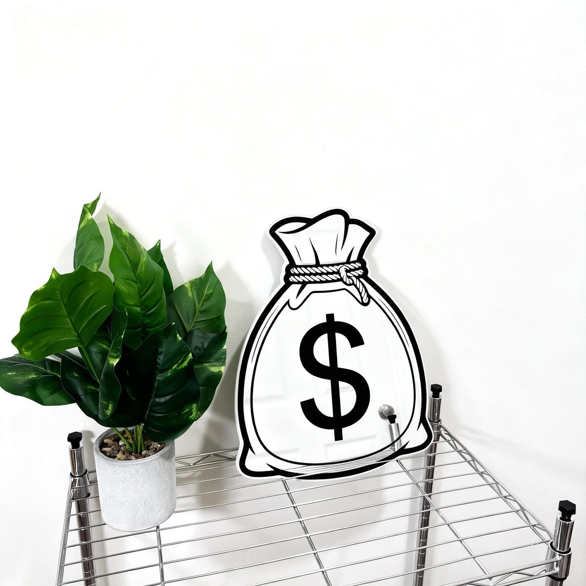 Money Bag Shaped Wall Mirror Novelty Cash Decor