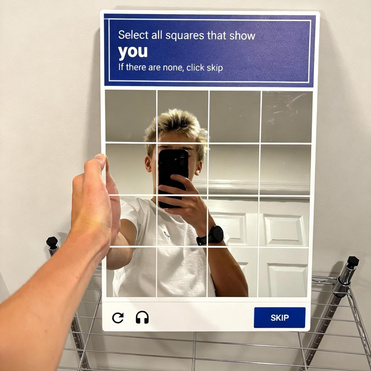 Captcha Grid Wall Mirror Funny Aesthetic Room Decor