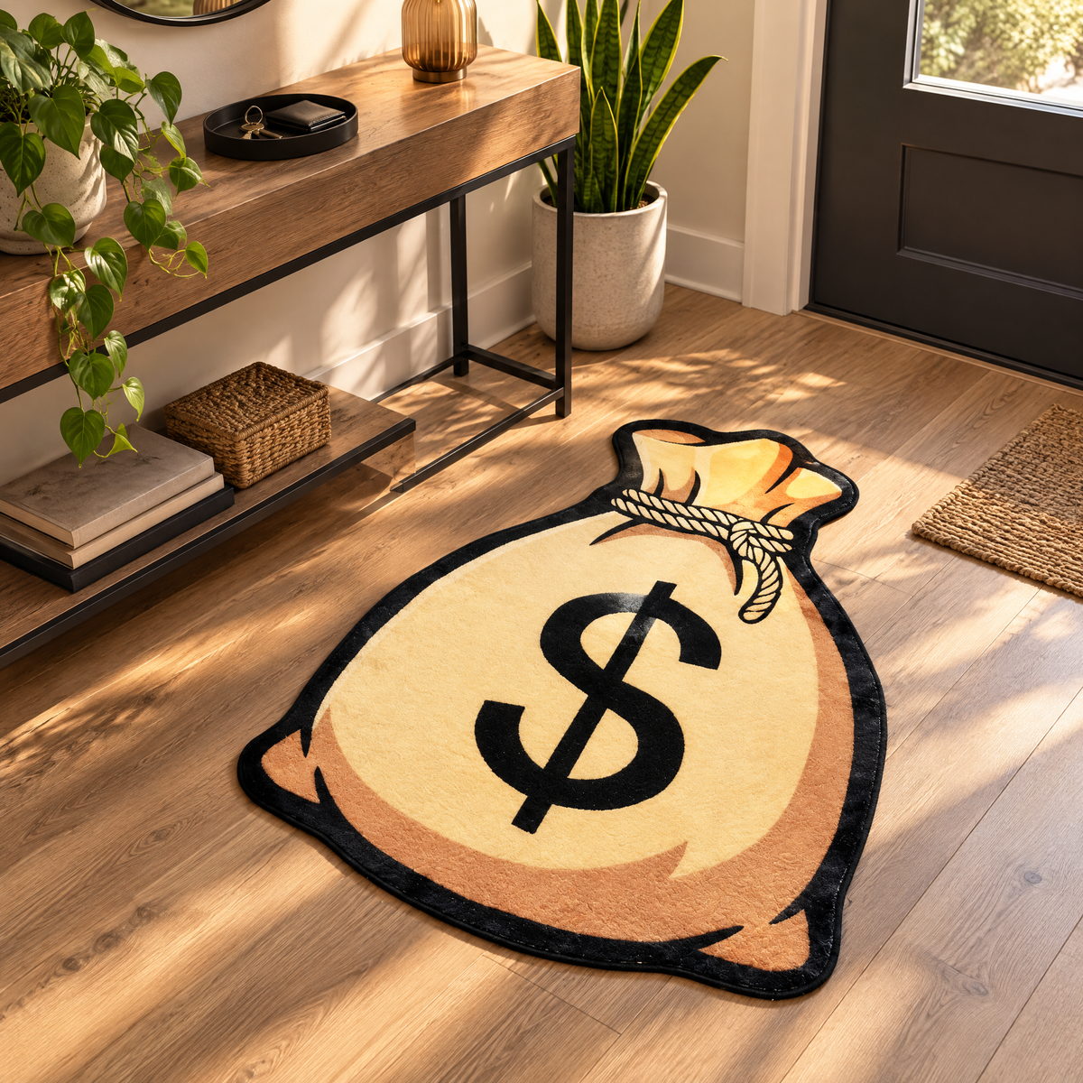 Money Bag Rug in an entryway lifestyle setting