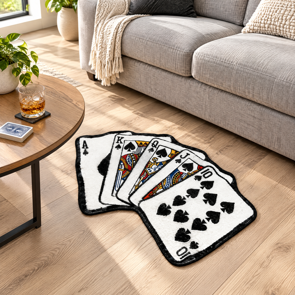 Cards Rug Royal Flush in a living room lifestyle setting