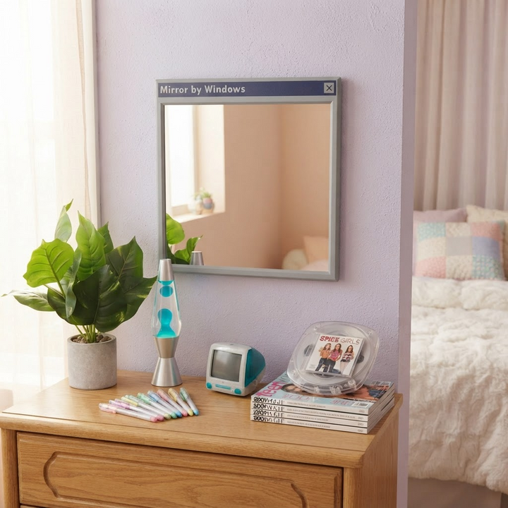 Retro Desktop Window Wall Mirror Nostalgic Room Decor