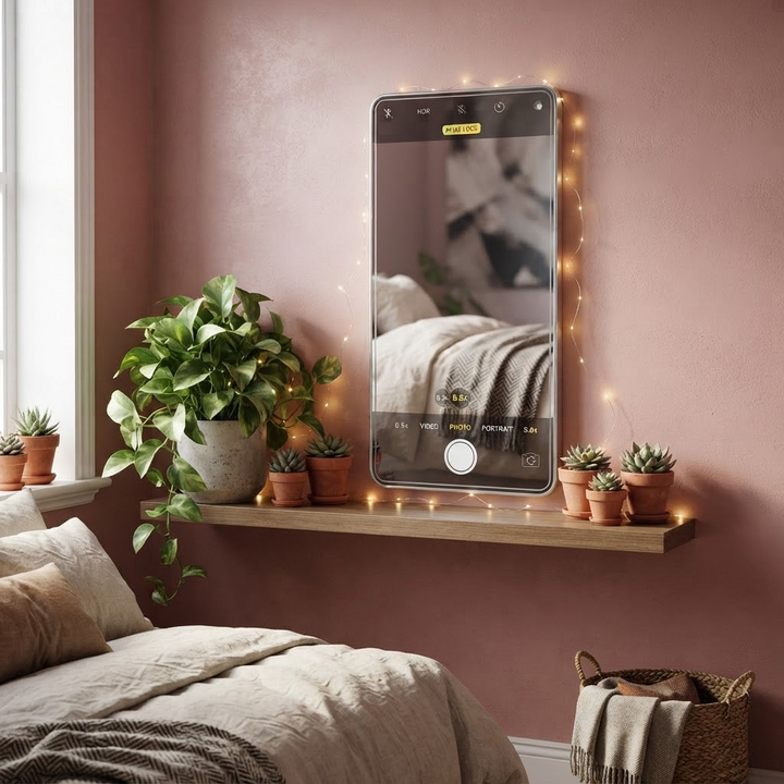 Smartphone Camera Shaped Wall Mirror Trendy Room Decor