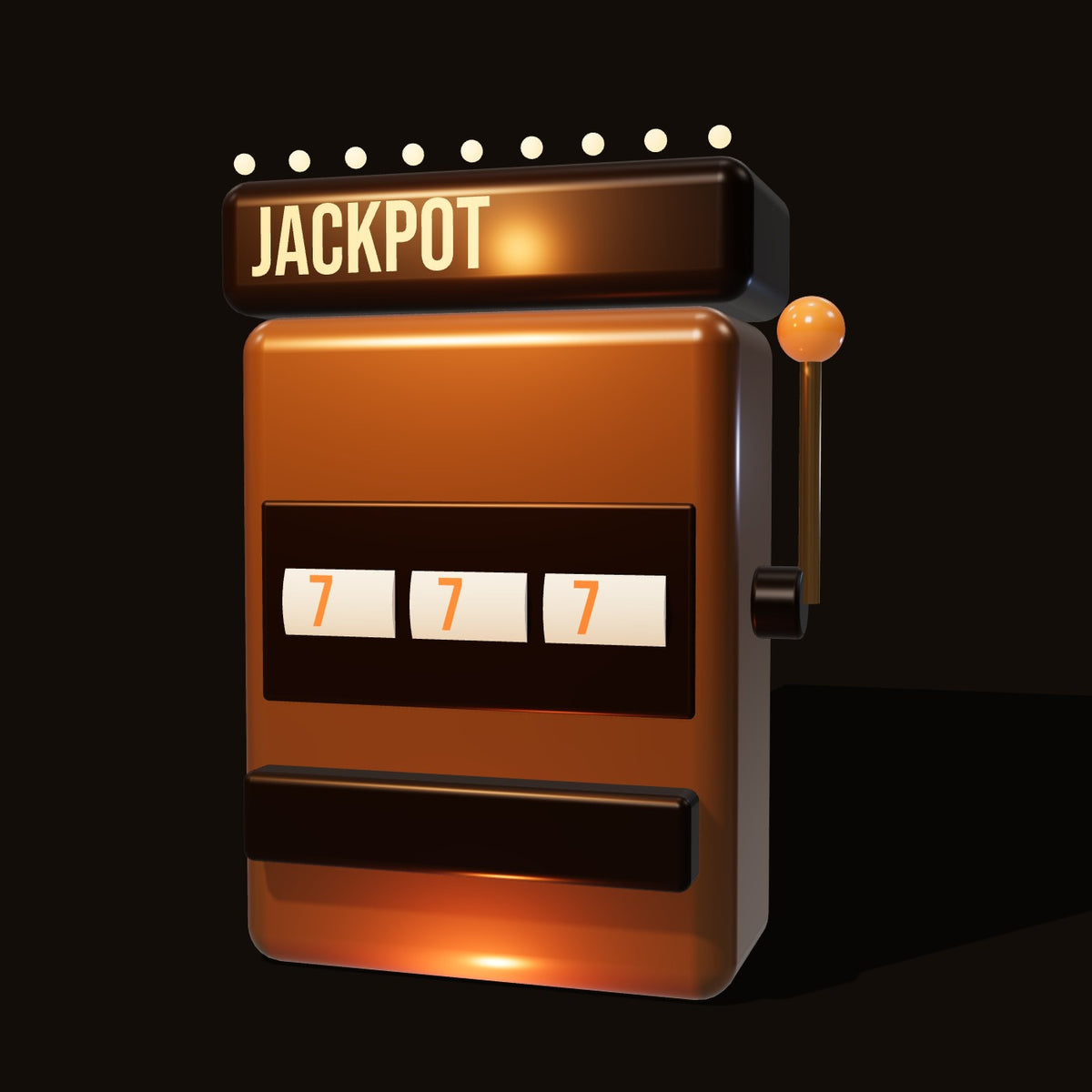Amber jackpot slot machine showing 7 7 7